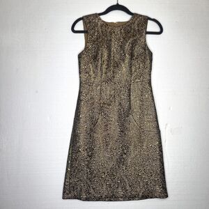 Ann Taylor Gold Textured Sleeveless Shift Cocktail Dress size 0